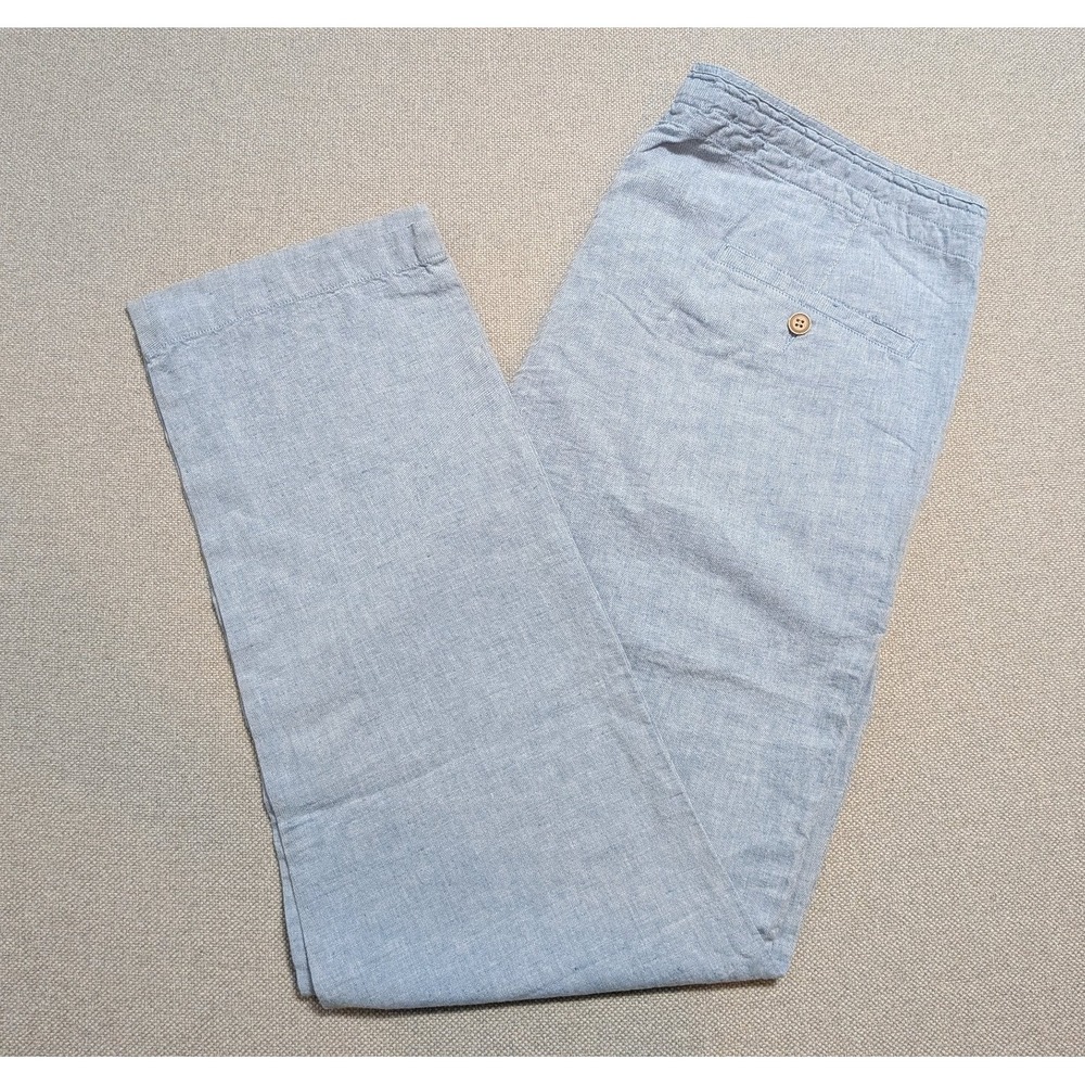 Jos. A. Bank RESERVE Mens Pants Blue 38x32 Linen Blend Relaxed Cotton Drawstring
